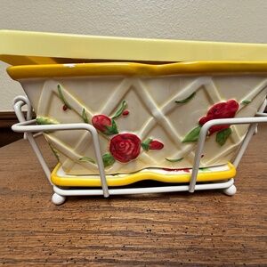 $20 yellow temptations Rose casserole dish with lid (4 pieces)